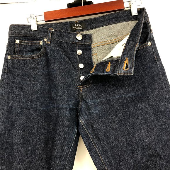 A.P.C. Petit New Standard Unisex fitted jeans button fly in Raw dark Indigo 30 - Picture 10 of 16